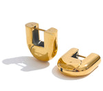 316L Stainless Steel Glossy Metal U-Shape Hollow Hoop Earrings 18K PVD Plated Texture Attractive Jewelry Waterproof
