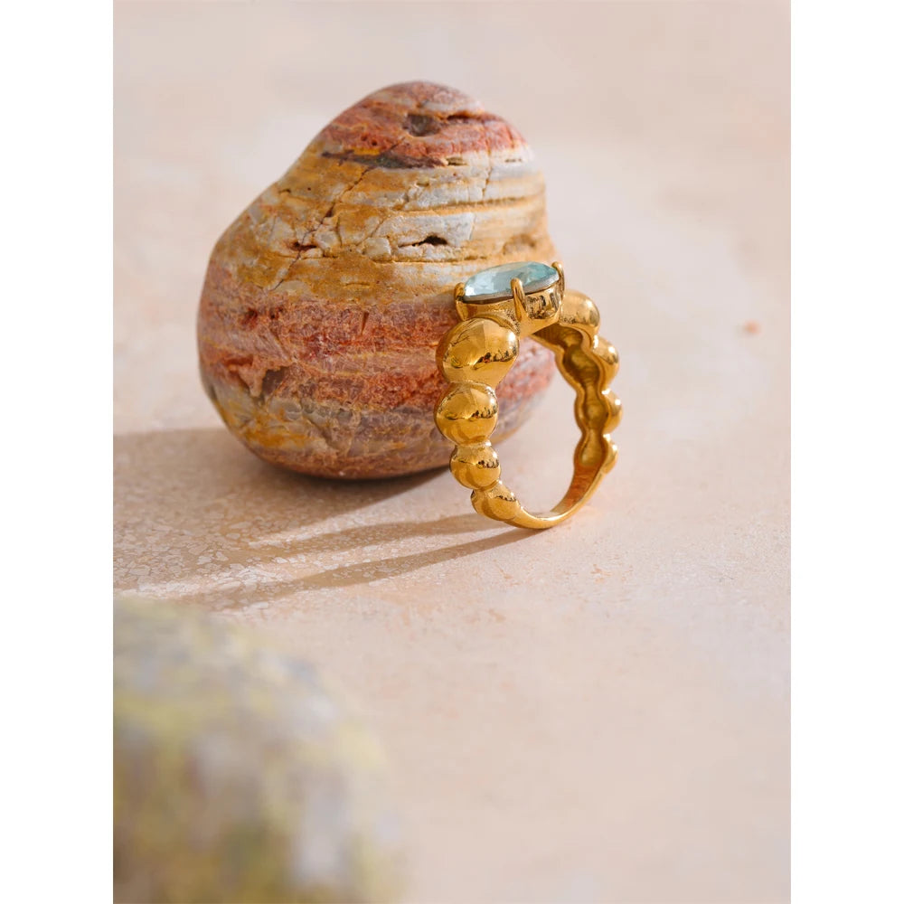 Size 678 Blue Shiny Cubic Zirconia Casting Ring Fashion 316 Stainless Steel High Quality Charm Finger Jewelry Accessory