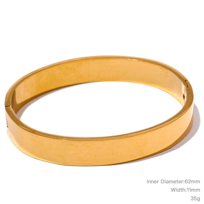 High Quality Stainless Steel Round Wide Bracelet Bangle Fashion Texture Gold Silver Color Waterproof Charm Jewelry Gift