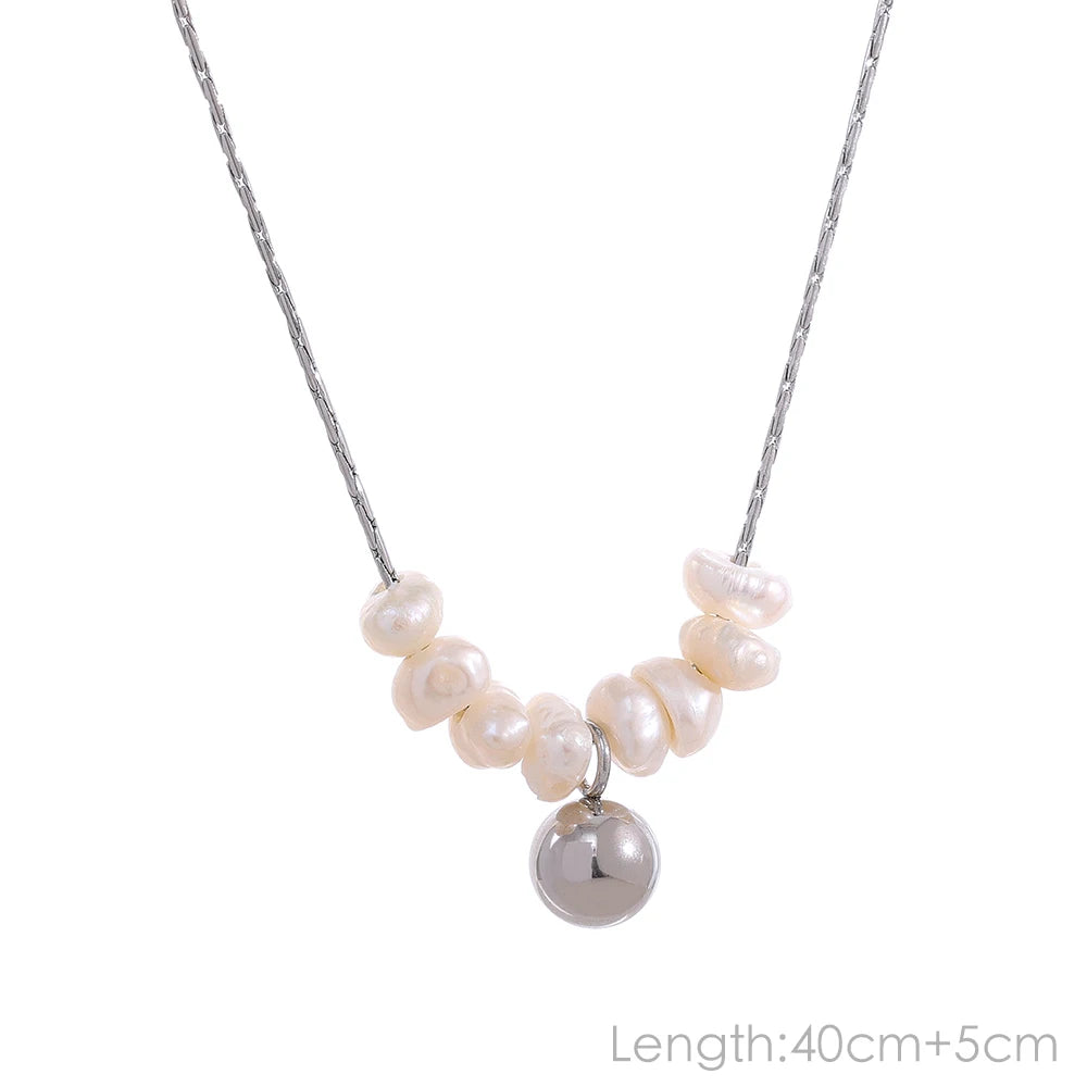 Tarnish Free Natural Pearl Beads Chic Exquisite Necklace Thin Chain Stainless Steel Minimalist Charm Collar Jewelry Women