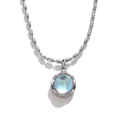 Stainless Steel Exquisite Moonlight Stone Drop Necklace for Women High Quality Chic Chain Charm Jewelry Gift Waterproof