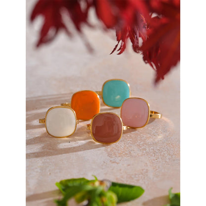 Arrivals Candy Sweet Square Adjustable Ring 18K Golden PVD Plated Stainless Steel Summer Popular Charm Jewelry Gift