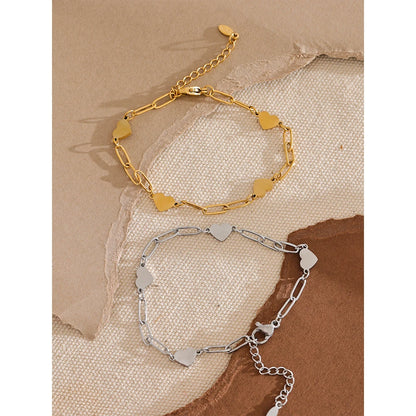 Fashion Stainless Steel Heart Handmade Chain Bracelet Bangle Waterproof Daily Charm Wrist Jewelry Bijoux Femme
