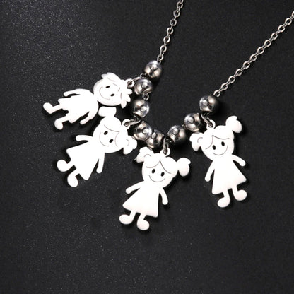 Personalized Boy Girl Necklace Custom Chain Name Mother Father Day Kid Family Gift For Women Men Stainless Steel Pendant Jewelry