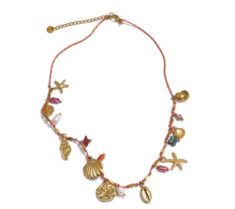 Stainless Steel Handmade Rope Fashion Charm Beach Summer Holiday Shell Star Pendant Accessories Jewelry Waterproof Bijoux