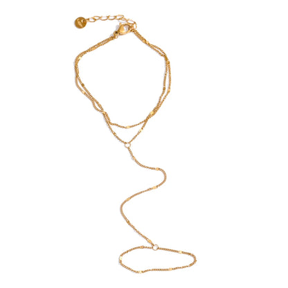 Trendy Stainless Steel Zircon Beads Back of Hand Chain Finger Bracelet Fashion Chic Sexy Jewelry Waterproof Wholesale Gift