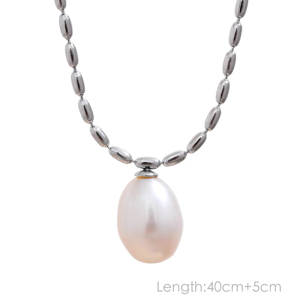 Tarnish Free Natural Pearl Beads Chic Exquisite Necklace Thin Chain Stainless Steel Minimalist Charm Collar Jewelry Women