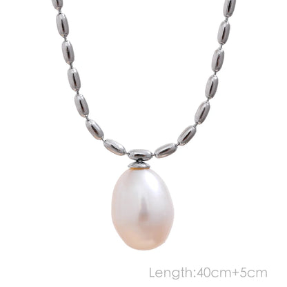 Tarnish Free Natural Pearl Beads Chic Exquisite Necklace Thin Chain Stainless Steel Minimalist Charm Collar Jewelry Women
