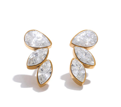 Waterproo Shiny Cubic Zirconia Exquisite Wing Small Stud Earrings Daily for Women Wholesale Stainless Steel Chic Jewelry