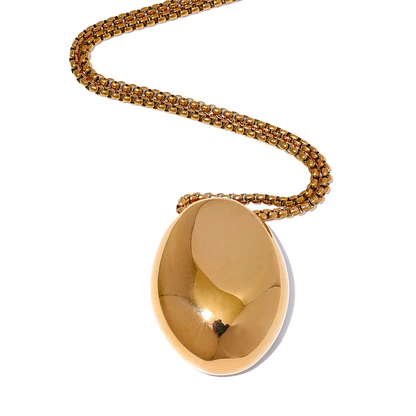 70cm Minimalist Long Unisex Sweater Chain Jewelry 316l Stainless Steel Oval Pendant Necklace for Men Women Waterproof