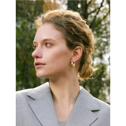 316L Stainless Steel Geometric U-Shape Hoop Earrings 18K Gold PVD Plated Popular Daily Classy Waterproof Jewelry Accessory