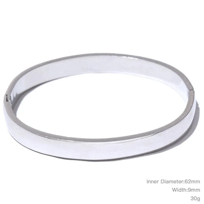 60mm Waterproof 316L Stainless Steel Round Smooth Bracelet Bangle Women Minimalist 18k Gold Color Texture Charm Jewelry