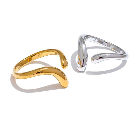 Minimalist New Style Stainless Steel Open Chic Adjustable Ring Fashion Thin Finger Korean High Quality Jewelry 18K Golden