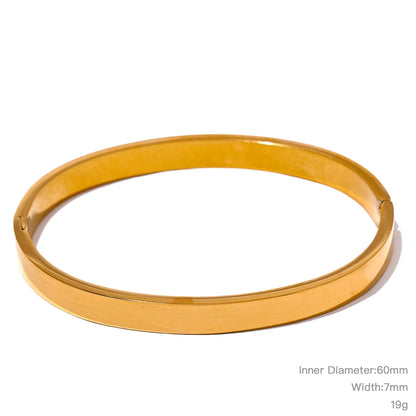 High Quality Stainless Steel Round Wide Bracelet Bangle Fashion Texture Gold Silver Color Waterproof Charm Jewelry Gift