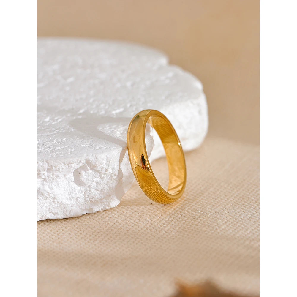 6789# Daily Classic Fashion Stainless Steel Smooth Glossy Ring 18k Gold Plated Hypoallergenic Jewelry High Quality Plated