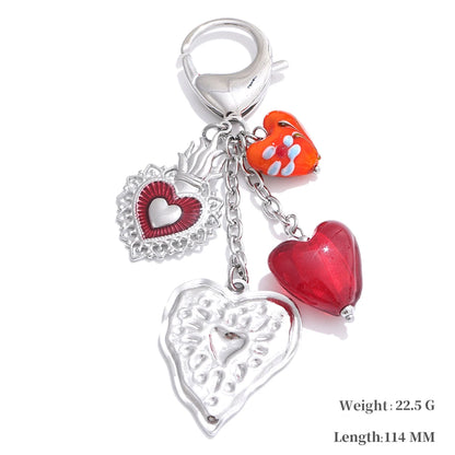Hot Style Red Enamel Fruit Flower Strawberry Keychain Pendant Car Key Chains Jewelry Gift Decoration Accessories