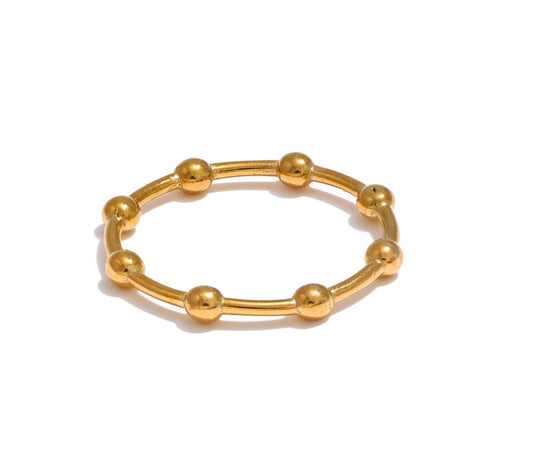 6789# Minimalist 18K PVD Plated Beads Geometric Thin Ring Stainless Steel Gold Silver Color Charm Fashion Finger Jewelry