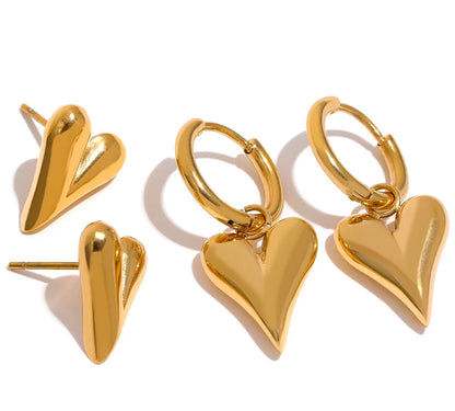 Stainless Steel Chic Heart Huggie Hoop Earrings Charm Gold Color Tarnish Free Trendy Fashion Jewelry for Women Bijoux