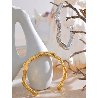 64mm Minimalist Stainless Steel Metal Hammer Cuff Wrist Bracelet Bangle High Quality Rust Proof Personalized Jewelry Gift