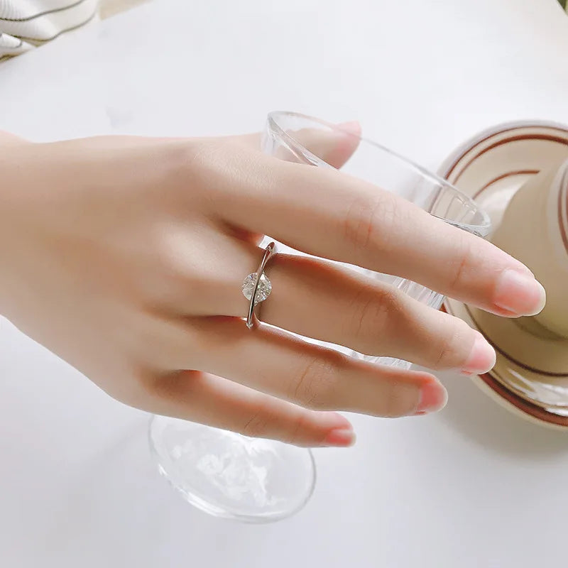 Zirconia Ring Planet Orbiting 925 Sterling Silver