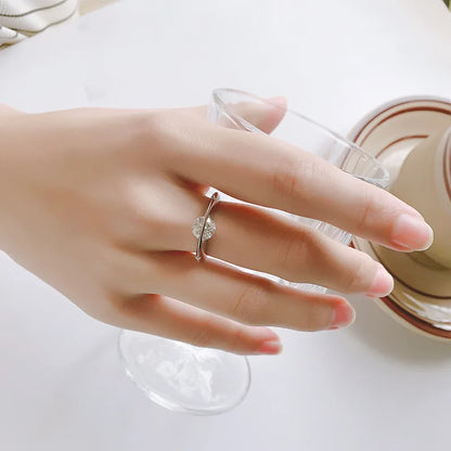 Zirconia Ring Planet Orbiting 925 Sterling Silver