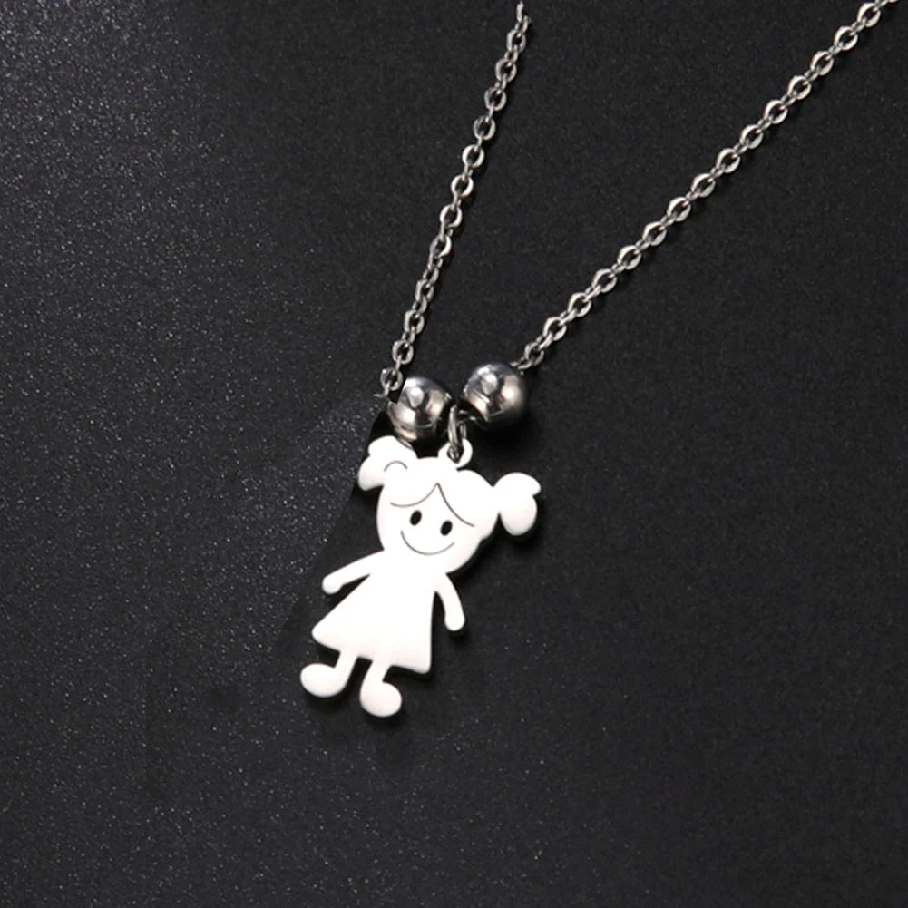 Personalized Boy Girl Necklace Custom Chain Name Mother Father Day Kid Family Gift For Women Men Stainless Steel Pendant Jewelry