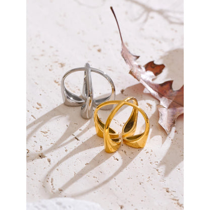 Stylish Unique Design Stainless Steel Wide Open Ring Water Resistant Metal Distinctive Finger Jewelry Accessories