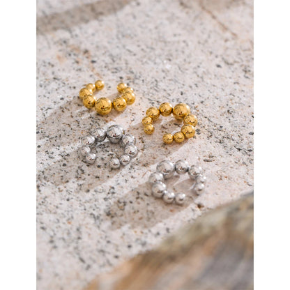 316L Stainless Steel Round Beads Ear Bone Earrings 16K PVD Plated Fashion Personalized Ear Clip Accessories 2025