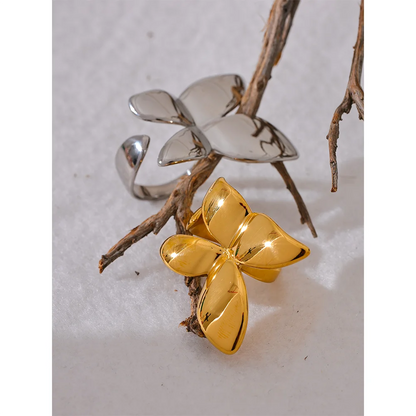 Exquisite Stainless Steel Butterfly Ring Waterproof 18K PVD Plated Metal Fashion Finger Jewelry бижутерия для женщин