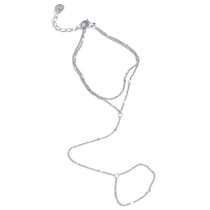 Trendy Stainless Steel Zircon Beads Back of Hand Chain Finger Bracelet Fashion Chic Sexy Jewelry Waterproof Wholesale Gift
