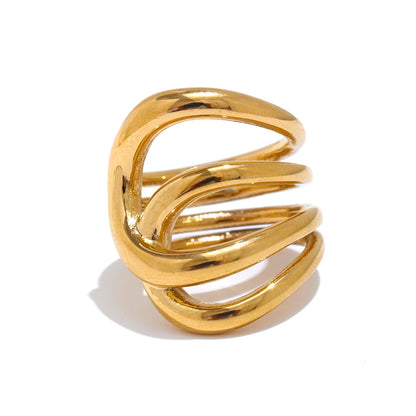 6789# Stylish Unique Design Stainless Steel Metal Geometric Unusual Ring Statement Daily Exquisite Jewelry Gift