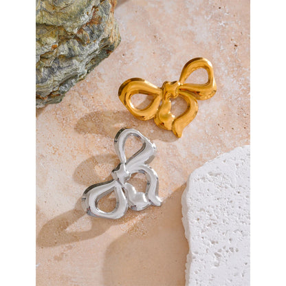 Stainless Steel Christmas Bow Knot Brooches Rust Proof Charm Unisex Jewelry for Women Men Wholesale Gift