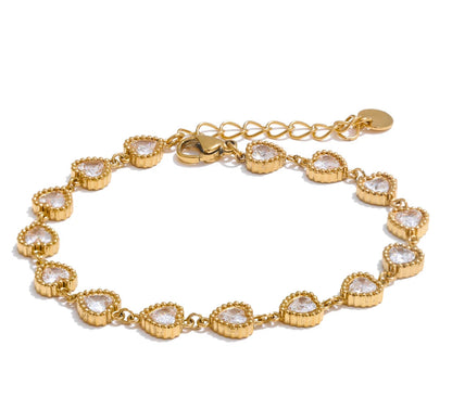 Heart Cubic Zirconia Shiny Waterproof Bracelet Bangle Stainless Steel Jewelry Casting Technology Holiday Gifts