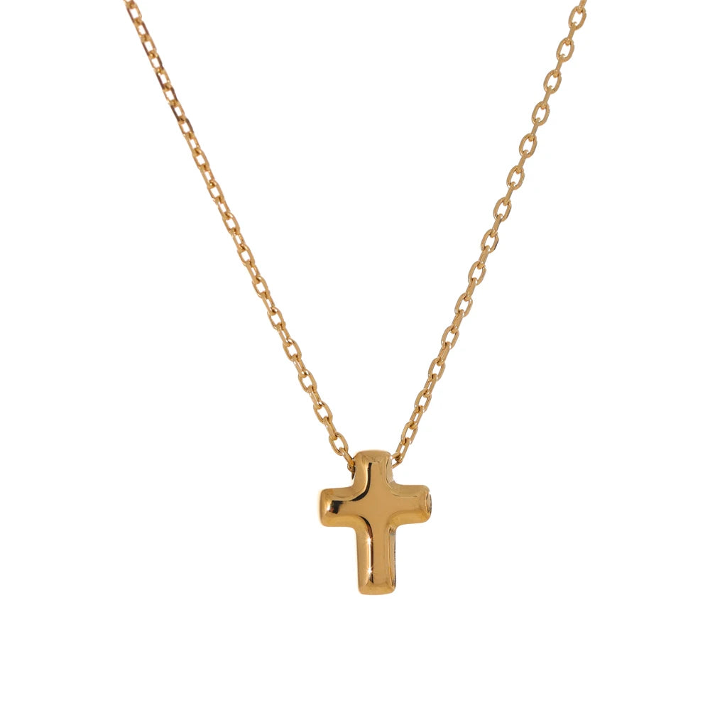 Small Waterproof Stainless Steel Chic Cross Casting Charm Pendant Necklace Unique Classic Fashion Jewelry Bijoux Femme