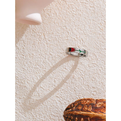 6789# Stainless Steel Enamel Flower Color Retention Fashion Ring New Style Waterproof Charm Exquisite Jewelry Wholesale