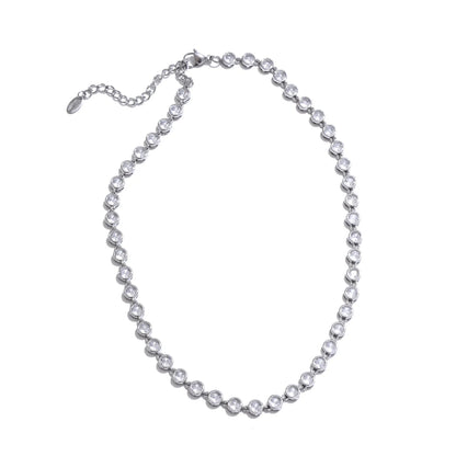 Exquisite Colorful Cubic Zirconia Luxury Cast Chain Necklace Bracelet for Women Stainless Steel Waterproof Jewelry Gift