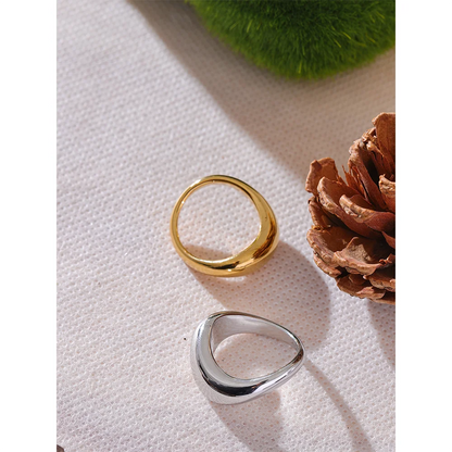 Minimalist Smooth Stainless Steel Metal Geometric Finger Ring Waterproof 18K PVD Plated Distinctive Jewelry Bijoux New