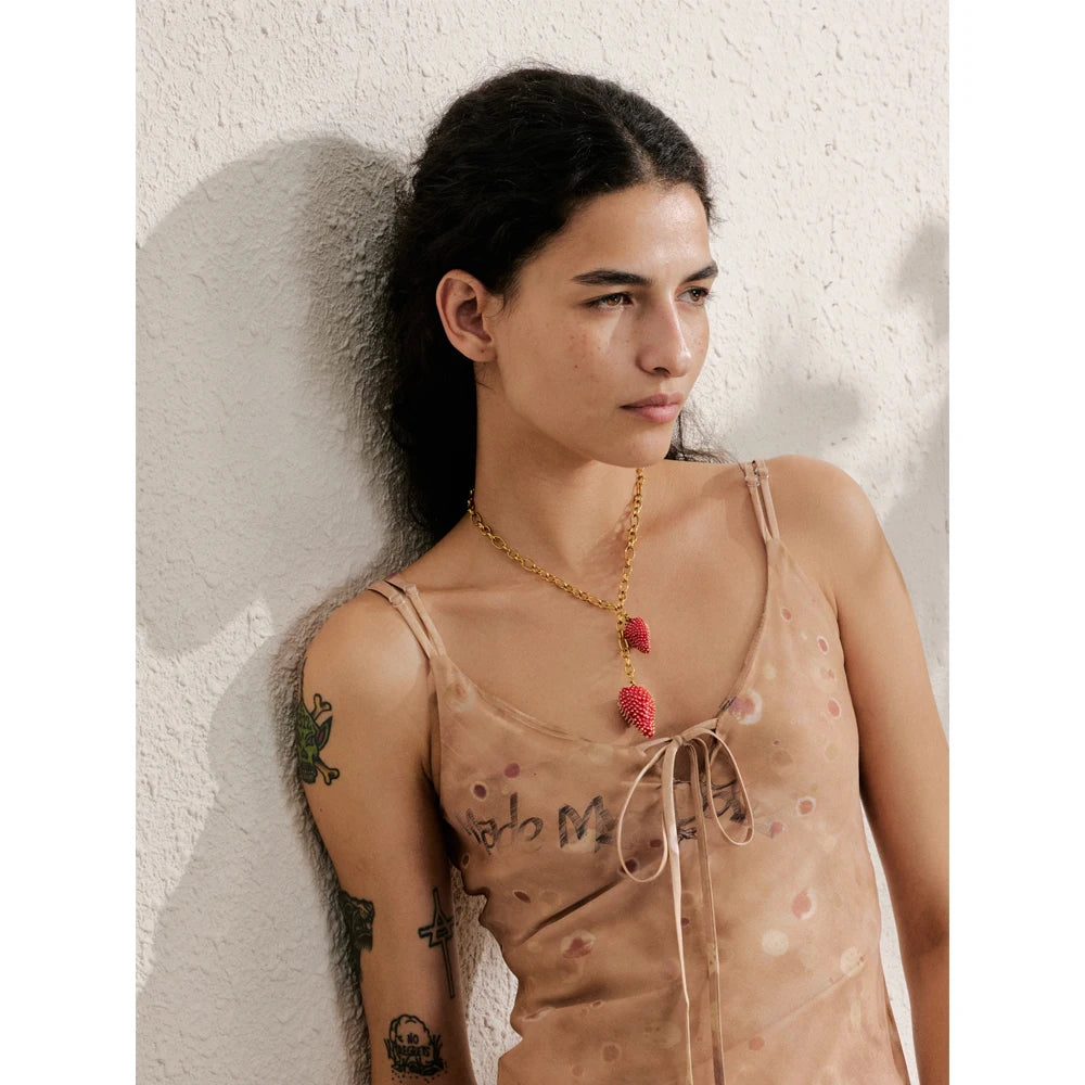 Waterproof Sweet Red Lovey Strawberry Charms Pendant Necklace for Women Stainless Steel New Arrivals Trend Jewelry 2025
