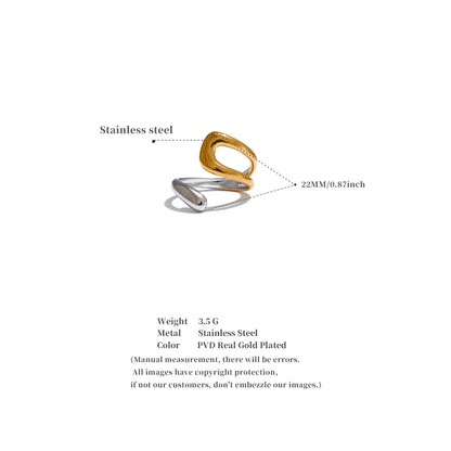 Stainless Steel Geometric Hollow Adjustable Double Color Ring Waterproof Finger Jewelry Wholesale Gift