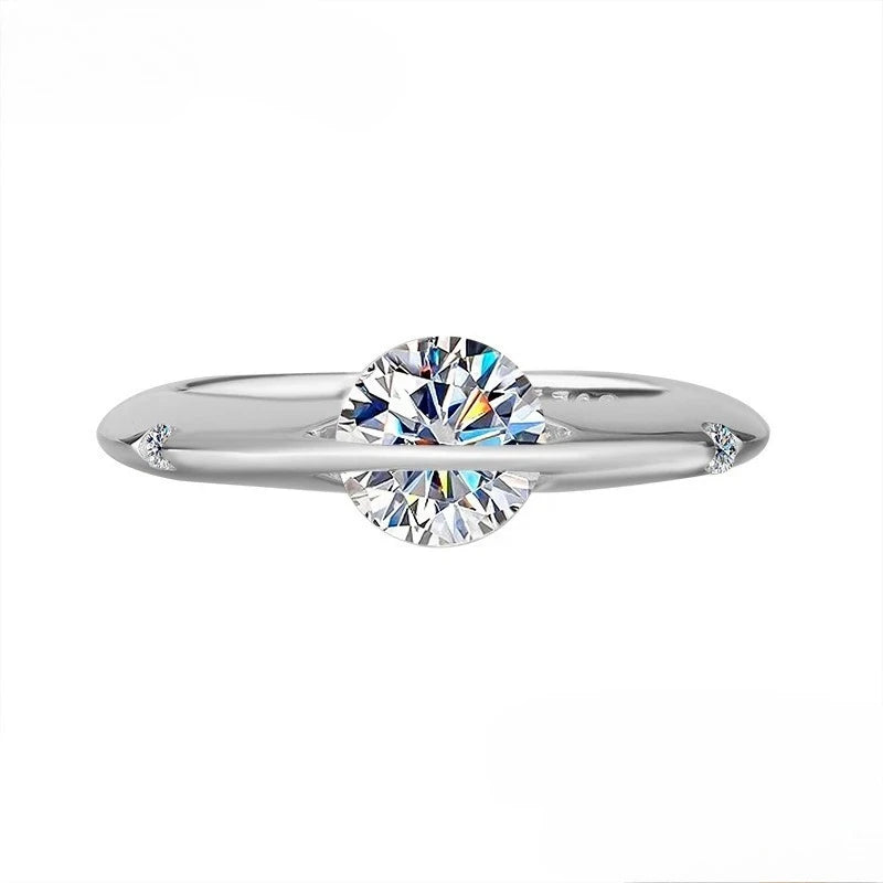 Zirconia Ring Planet Orbiting 925 Sterling Silver