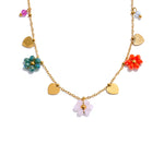 Summer Fashion Crystal Flower Pendant Necklace for Women Stainless Steel Handmade Cute Collar Jewelry 2025 Waterproof
