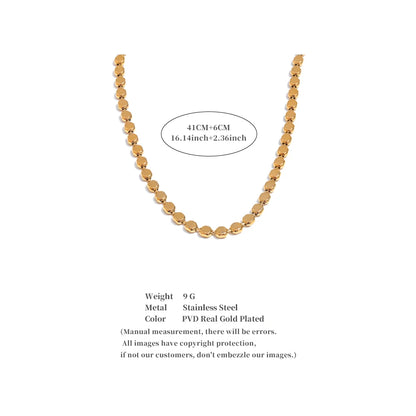 Exquisite Stainless Steel Bright Square Chain Collar Necklace New Style 18K Real Gold Plated Daily Fashion Jewelry