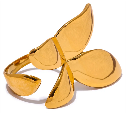 Exquisite Stainless Steel Butterfly Ring Waterproof 18K PVD Plated Metal Fashion Finger Jewelry бижутерия для женщин