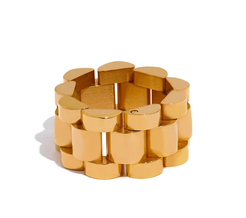 New Waterproof Stainless Steel Chain Finger Ring Personalized Metal Texture Rust Proof Charm Fashion Jewelry for Women