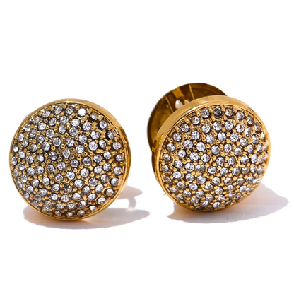 Luxury Bling Multi Color Cubic Zirconia Stainless Steel Round Hollow Hoop Earrings for Women Waterproof Fashion Jewelry