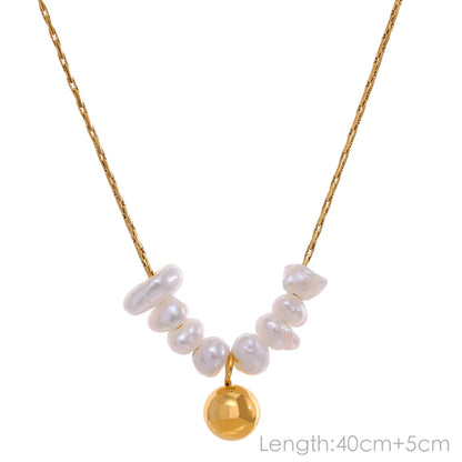 Tarnish Free Natural Pearl Beads Chic Exquisite Necklace Thin Chain Stainless Steel Minimalist Charm Collar Jewelry Women