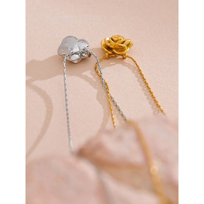 Stainless Steel Stereoscopic Flower Pendant Necklace Waterproof 18K Plated Fashion High Quality Golden Jewelry Women