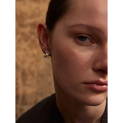 Waterproof Fairy Flower Rotating Romantic Stud Earrings Exclusive Stainless Steel Sweet Match with Dress Chic Jewelry