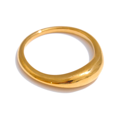 Two Styles Same Series Minimalist Unique Stainless Steel Chic Textured Golden Ring 18K PVD Plated Japan Exquisite Jewelry