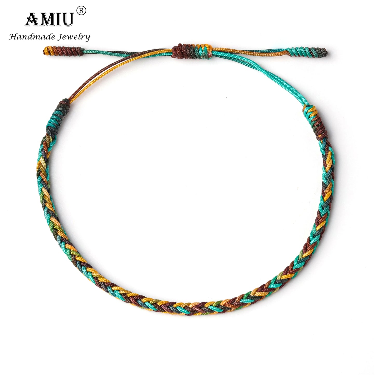 AMIU Gradient Colors Tibetan Handmade Buddhist Lucky Bracelets & Bangles As Gift Rope Knots Amulet Tibet Braided Bracelet